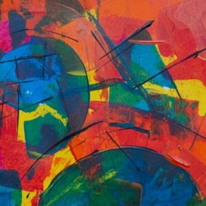 Colorful abstract acrylic painting with vivid textures and dynamic brushstrokes.